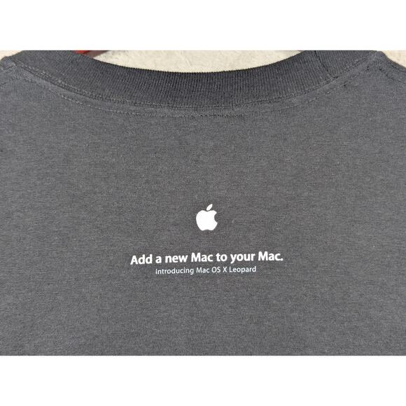 Vintage Apple Mac OS X T-Shirt Men's MEDIUM Black Leopard 2007 iPhone Release - Picture 7 of 7